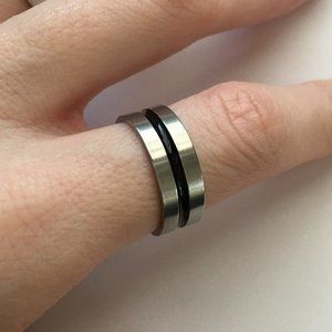 Stainless Steel Satin 7 mm Band Ring Unisex Size 7 3/4 Men Women Black 4for$20
